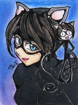 DC Comics Catwoman Justice League Anime Art Sketch Card Drawing ACEO PSC Maia - £11.77 GBP