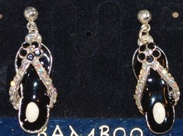 Black Crystal Flip Flop Post Earrings - £4.75 GBP