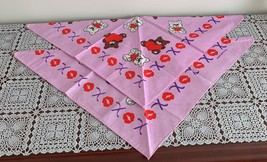 Set of 2 Pink Hearts Teddy Bear Dog Bandanas MEDIUM LARGE Tie On Scarf B... - $10.49