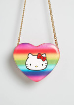 ModCloth x Hello Kitty Heart Shaped Rainbow Sparkle Red Crossbody Bag Purse NWT - £35.18 GBP