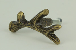 Scratch &amp; Dent Bronze Finish Cast Iron Small Deer Antler Drawer Pull Set of 10 - £27.24 GBP