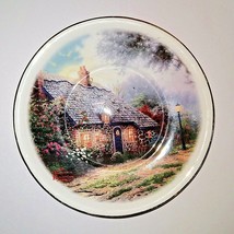 Thomas Kinkade Saucer Plate Moonlight Cottage Gold Detail Teleflora - £11.06 GBP