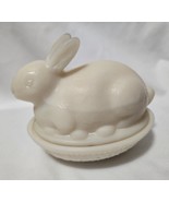 Vintage 1973 Imperial Glass USA Custard Glass Bunny on Basket - €24,69 EUR