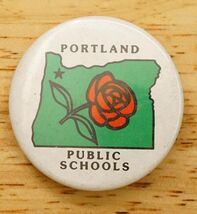 Vintage Pinback Button Portland Oregon Public School Red Rose - $9.89