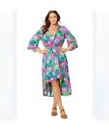 SWIMSUITS FOR ALL Women&#39;s Rayon Tropical Taylor Open Front Kimono Size L... - $46.32 CAD