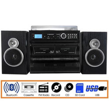 Trexonic 811BS 3-Speed Turntable Dual Cassette CD Player w Warranty Remote MP3 - £80.62 GBP