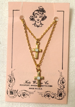 Set of 2 Gold Cross Necklaces for CHILD &amp; 18&quot; DOLL ~ with Swarovski Crys... - $14.84