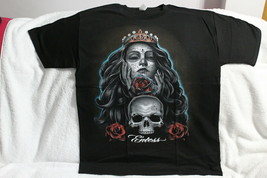 DAY OF THE DEAD WOMAN CROWN SKULL RED ROSE T-SHIRT SHIRT - £8.94 GBP