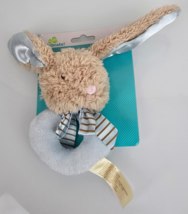 Dan Dee Blue Bunny Rabbit Baby Rattle Handheld Wrist Satin Ears Plush Ring - $237.75 MXN