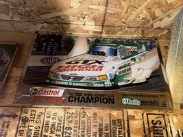 NHRA 12-Time Funny Car Champion Embossed Metal Sign Castrol Racing O'Rei... - $19.79