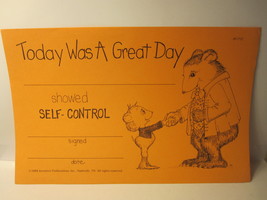 1984 Teacher Classroom Supplies: 9&quot;x5&quot; Motivation Award: ... Showed Self-Control - £0.78 GBP