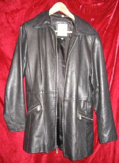 Womens Avanti 3/4 Black Leather Jacket Coat M $330 - $45.00