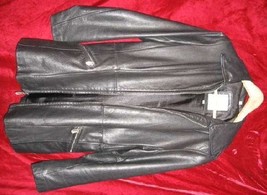 Womens Avanti 3/4 Black Leather Jacket Coat M $330 - $45.00