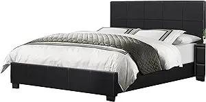 Homelegance Lorenzi Faux Leather Upholstered Platform Bed, Cal King, Black - $482.99