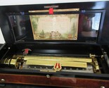 19th Century Swiss Inlaid Walnut Cylinder Zither Music Box 8 Songs - $3,955.05