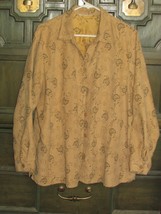 WOMEN&#39;S BLOUSE beige w/black embroidery long sleeve (clst 36) - £11.63 GBP