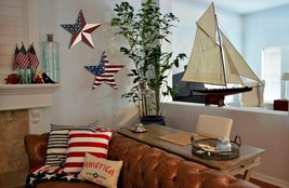 Patriotic Metal Barn Star Hanging Wall Decor Distressed Country Barn Sta... - £10.46 GBP+