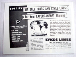 1949 Lykes Lines Ad Lykes Bros. Steamship Co. Inc. - $7.99