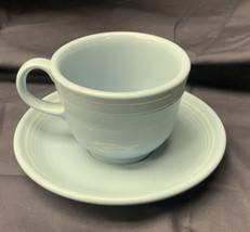 Fiestaware Periwinkle Blue Tea Cup &amp; Saucer Homer Laughlin Teacup Plate - £7.60 GBP