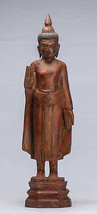 Antique Khmer Style Wood Protection Monday Buddha Statue - 53cm/21&quot; - £199.57 GBP