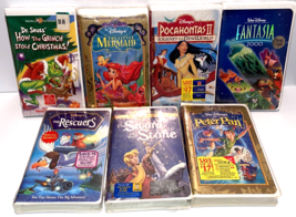 VHS Tapes Disney Fantasia Mermaid Peter Pan Pocahontas SEALED LOT OF 7 Clamshell - £47.82 GBP