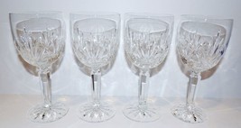 Stunning Set Of 4 Lenox Crystal Monticello Cut Fan &amp; Dot 6 1/2&quot; Wine Glasses - £51.05 GBP