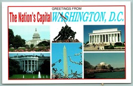 Multi Vista Greetings From Washington Dc Unp Non Usato Cromo Cartolina I13 - £2.38 GBP