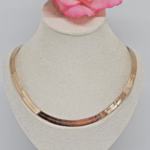 Bronze Milor Italy Rose Gold Tone Herringbone Flat Chain Necklace 16&quot; - £20.00 GBP