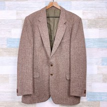 St Michaels UK Tweed Sport Coat Brown Herringbone Wool Double Vent Mens 44L - £46.38 GBP