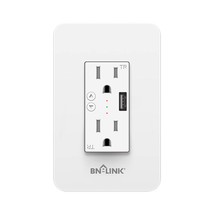 Bn-Link Electrical Outlet In-Wall Smart Wi-Fi Outlet With High Speed 2.1A Usb - £34.31 GBP