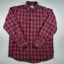 Duluth Trading Company Mens Flannel Shirt Size Large Red Black Button Up... - $19.96