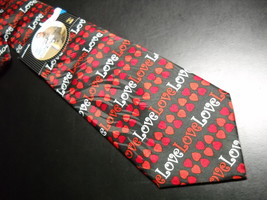 Keith Daniels Neck Tie Bands of Red Hearts and Love  Unused in Paper Sleeve - $12.99