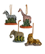 Kurt Adler Set of 4 Resin 2-3.5&quot; Jungle Animal Christmas Ornaments A2283 - £39.07 GBP