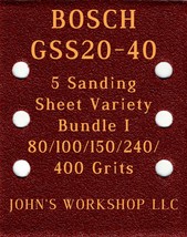 BOSCH GSS20-40 - 80/100/150/240/400 Grits - 5 Sandpaper Variety Bundle I - £3.92 GBP