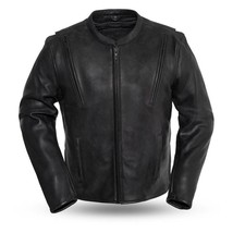 Men Biker Leather Revolt 1.3-1.4mm Platinum Naked Cowhide Jacket - £273.78 GBP