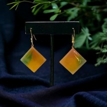 Geometric Dangle Earrings Enameled Vtg 80s 90s Ombre Diamond Hippie Bohe... - £13.48 GBP