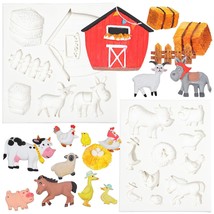 Barn Animals Fondant Silicone Molds For Cake Decoration, Cupcake Topper, Epoxy R - £34.79 GBP