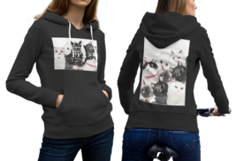 Time spent with cats  Black Cotton Hoodie For Women - £31.85 GBP