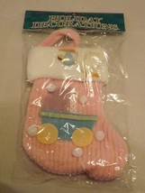Commodore Fabric Ornament - NEW - Baby Pink Christmas Stocking Ornament - $6.15