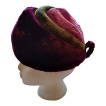 Vintage 1960&#39;s Women&#39;s Atlier Lucas Plush Hat Purple Pink Green Size Small  - £67.26 GBP