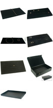 Black Faux Leather Jewelry Travel Case w/ 9 Black Faux Leather Tray and Display  - £89.51 GBP