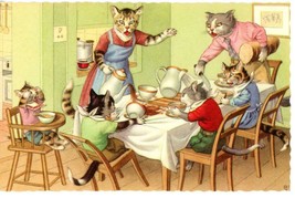 Alfred Mainzer Cat Postcard 4850 Unposted Artist Eugen Hartung Breakfast Table - £3.93 GBP