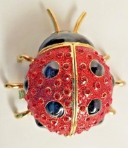 Perry Borrelli Metal Red Jeweled Ladybug Trinket Box Lady Bug Beetle Ins... - £18.38 GBP