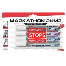 Pentel Markathon Pump Chisel Tip Dry Erase Marker 4/Pkg-Assorted Colors - $17.39