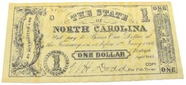 1866 $1 Dollar The State of North Carolina One Dollar Copy Reproduction - $34.63