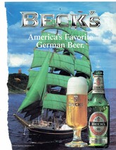 90&#39;s Beck&#39;s Beer Print Ad Vintage 8.5&quot; x 11&quot; - £15.33 GBP