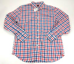 New J Crew Red Blue Pink Checks Button Down Long Sleeve Size Large NWT - £16.25 GBP