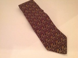 Zylos George Machado Necktie Tie Brown Gold Gray Abstract Pattern Silk 58&quot; - $8.91