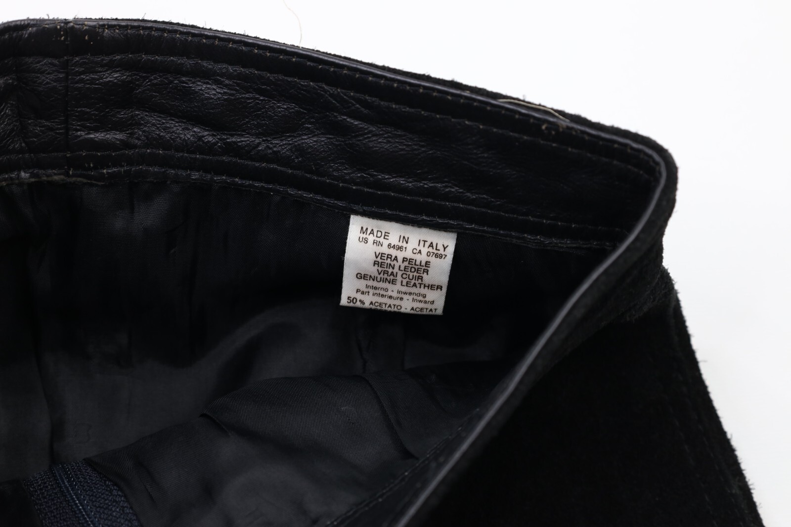 Vintage 90s United Color of Benetton Womens 40 Suede Leather Pencil Skirt Black Item image 5