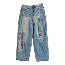Style &amp; Co High Rise Distressed Mom Jean Vintage Straight Size 6P Bandan... - £22.92 GBP